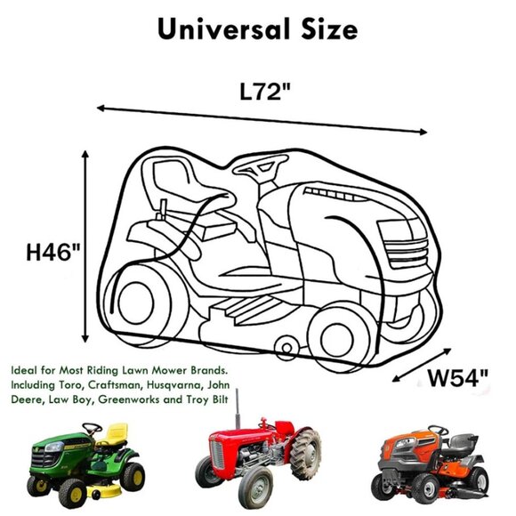 Riding Lawn Tractor Mower Cover Waterproof UV Protector Heavy Duty Fits 72"x54'' - Picture 6 of 7
